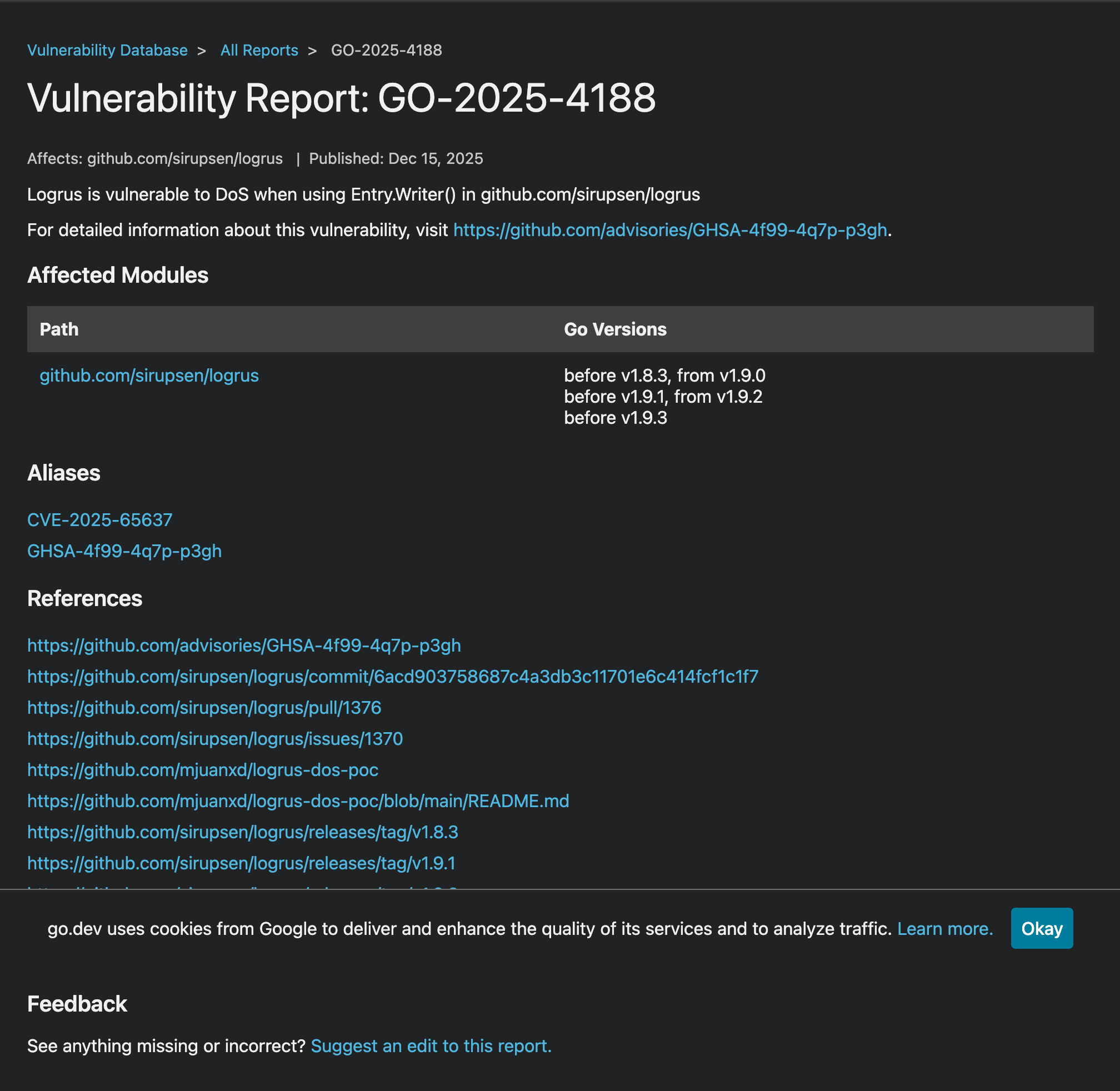 Vulnerability Entry Before